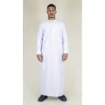 TT-001 Men's White Thobe Emirati Islamic Clothing String Tassel