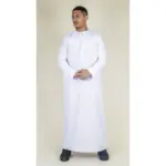 TT-001 Men's White Thobe Emirati Islamic Clothing String Tassel - Image 3