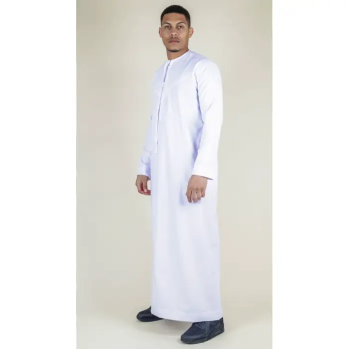 TT-001 Men's White Thobe Emirati Islamic Clothing String Tassel - Image 4