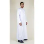 TT-001 Men's White Thobe Emirati Islamic Clothing String Tassel - Image 5