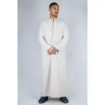 TT-001 Men's Beige Thobe Emirati Islamic Clothing String Tassel