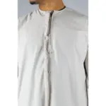 TT-001 Men's Beige Thobe Emirati Islamic Clothing String Tassel - Image 2