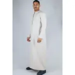 TT-001 Men's Beige Thobe Emirati Islamic Clothing String Tassel - Image 3