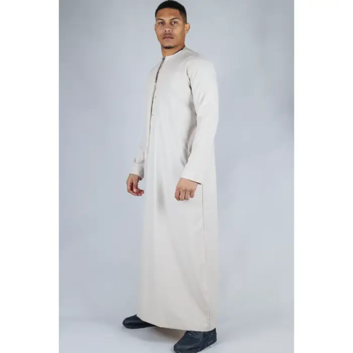 TT-001 Men's Beige Thobe Emirati Islamic Clothing String Tassel - Image 3