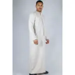 TT-001 Men's Beige Thobe Emirati Islamic Clothing String Tassel - Image 4