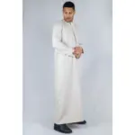 TT-001 Men's Beige Thobe Emirati Islamic Clothing String Tassel - Image 5