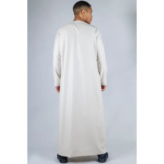 TT-001 Men's Beige Thobe Emirati Islamic Clothing String Tassel - Image 6
