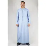 TT-001 Men's Blue Thobe Emirati Islamic Clothing String Tassel