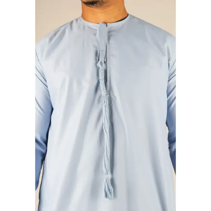 TT-001 Men's Blue Thobe Emirati Islamic Clothing String Tassel - Image 2