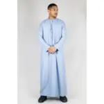 TT-001 Men's Blue Thobe Emirati Islamic Clothing String Tassel - Image 3