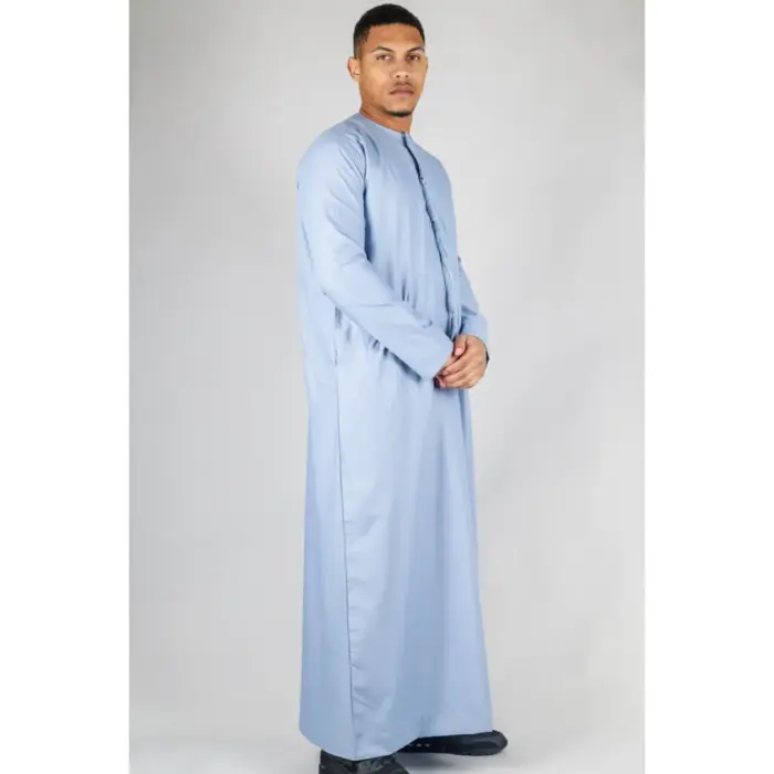 TT-001 Men's Blue Thobe Emirati Islamic Clothing String Tassel - Image 5