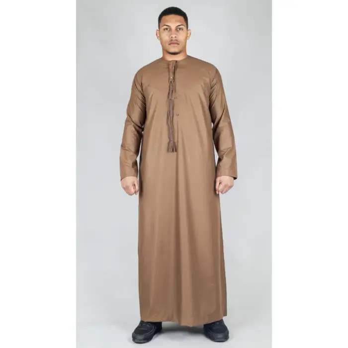 TT-001 Men's Bronze Thobe Emirati Islamic Clothing String Tassel - Image 1