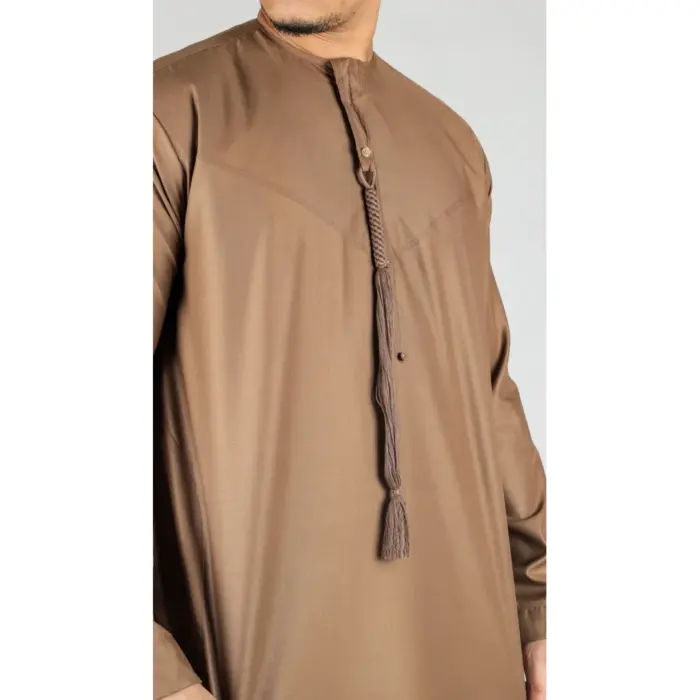 TT-001 Men's Bronze Thobe Emirati Islamic Clothing String Tassel - Image 2