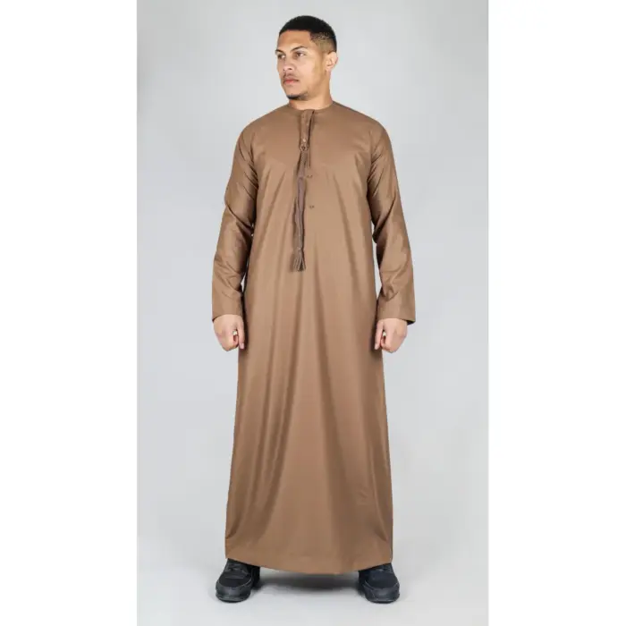 TT-001 Men's Bronze Thobe Emirati Islamic Clothing String Tassel - Image 3