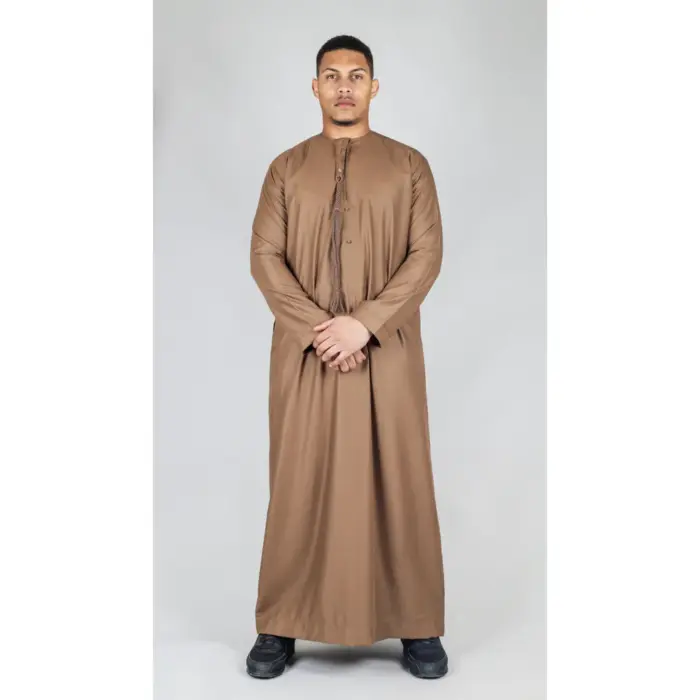 TT-001 Men's Bronze Thobe Emirati Islamic Clothing String Tassel - Image 4