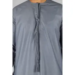 Alternative view of TT-001 Men's Grey Thobe Emirati Islamic Clothing String Tassel