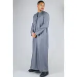 TT-001 Men's Grey Thobe Emirati Islamic Clothing String Tassel - Image 3