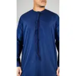 TT-001 Men's Navy Thobe Emirati Islamic Clothing String Tassel - Image 3