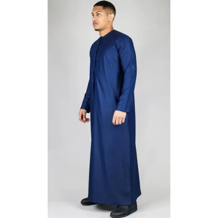 TT-001 Men's Navy Thobe Emirati Islamic Clothing String Tassel - Image 4