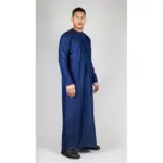 TT-001 Men's Navy Thobe Emirati Islamic Clothing String Tassel - Image 5
