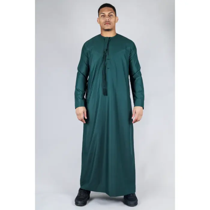 TT-001 Men's Olive Thobe Emirati Islamic Clothing String Tassel - Image 1