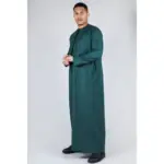 TT-001 Men's Olive Thobe Emirati Islamic Clothing String Tassel - Image 4