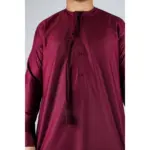 TT-001 Men's Wine Thobe Emirati Islamic Clothing String Tassel - Image 2