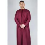 TT-001 Men's Wine Thobe Emirati Islamic Clothing String Tassel - Image 3