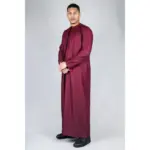 TT-001 Men's Wine Thobe Emirati Islamic Clothing String Tassel - Image 4
