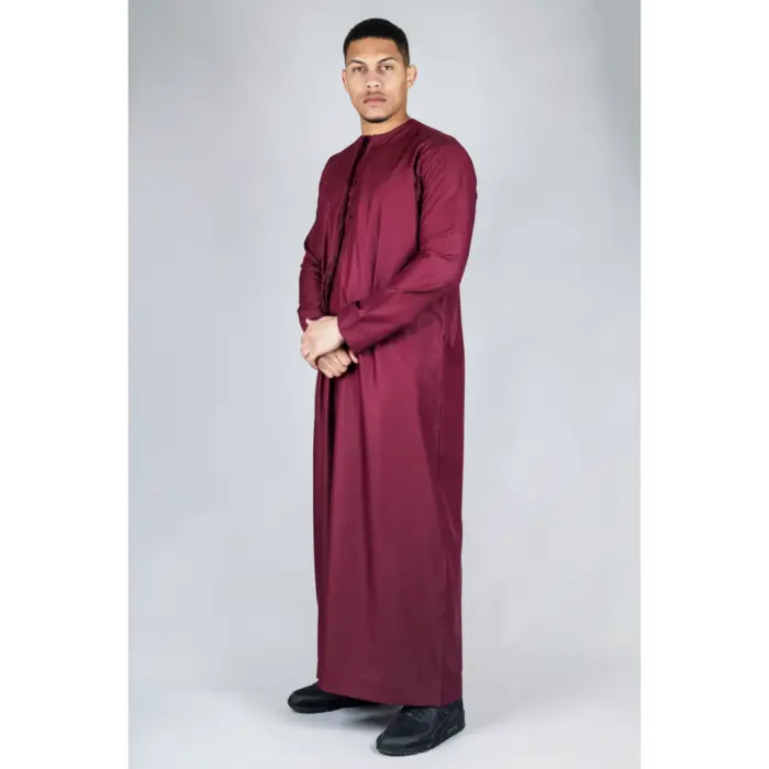 TT-001 Men's Wine Thobe Emirati Islamic Clothing String Tassel - Image 4