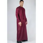 TT-001 Men's Wine Thobe Emirati Islamic Clothing String Tassel - Image 5