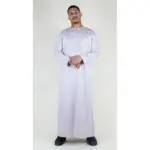 TT-002 Men's Beige Satin Emirati Thobe Islamic Clothing