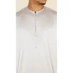 TT-002 Men's Beige Satin Emirati Thobe Islamic Clothing - Image 2