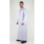 TT-002 Men's Beige Satin Emirati Thobe Islamic Clothing - Image 4
