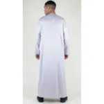 TT-002 Men's Beige Satin Emirati Thobe Islamic Clothing - Image 5
