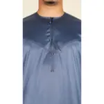 TT-002 Men's Charcoal Satin Emirati Thobe Islamic Clothing - Image 2