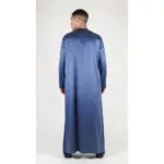 TT-002 Men's Charcoal Satin Emirati Thobe Islamic Clothing - Image 6