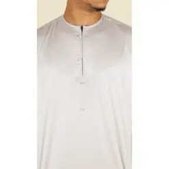 Alternative view of TT-002 Men's Cream Satin Emirati Thobe Islamic Clothing