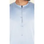 TT-002 Men's Grey Satin Emirati Thobe Islamic Clothing - Image 2