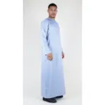 TT-002 Men's Grey Satin Emirati Thobe Islamic Clothing - Image 5