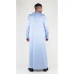 TT-002 Men's Grey Satin Emirati Thobe Islamic Clothing - Image 6