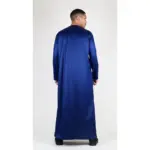 TT-002 Men's Navy Satin Emirati Thobe Islamic Clothing - Image 6