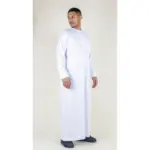 TT-002 Men's White Satin Emirati Thobe Islamic Clothing - Image 5
