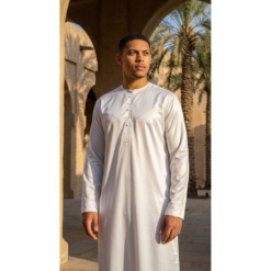Alternative view of TT-002 Men's White Satin Emirati Thobe Islamic Clothing