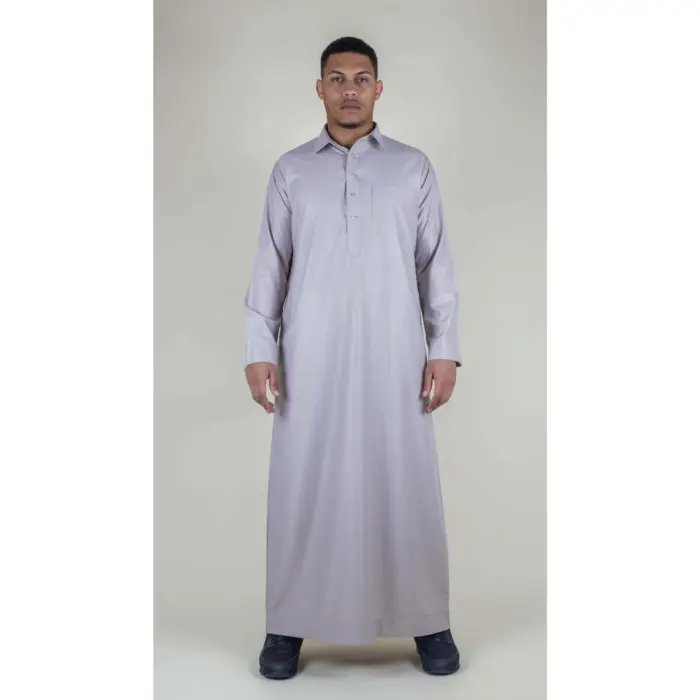 101 - Men's Beige Islamic Muslim Cotton Thobe Jubba - Image 1