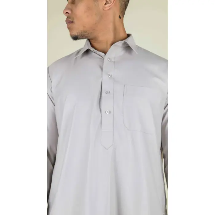 101 - Men's Beige Islamic Muslim Cotton Thobe Jubba - Image 2