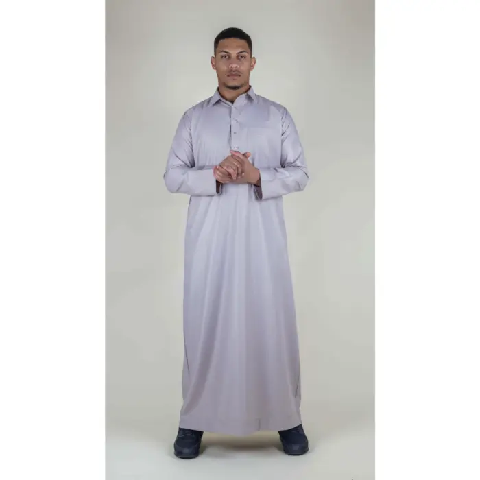 101 - Men's Beige Islamic Muslim Cotton Thobe Jubba - Image 3