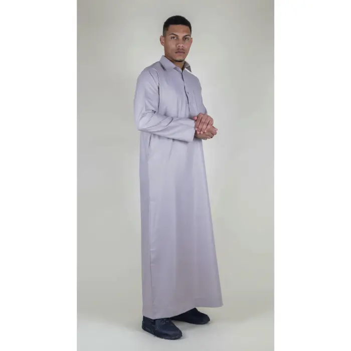 101 - Men's Beige Islamic Muslim Cotton Thobe Jubba - Image 4
