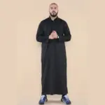 101 - Men's Black Islamic Muslim Cotton Thobe Jubba