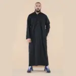 101 - Men's Black Islamic Muslim Cotton Thobe Jubba - Image 3